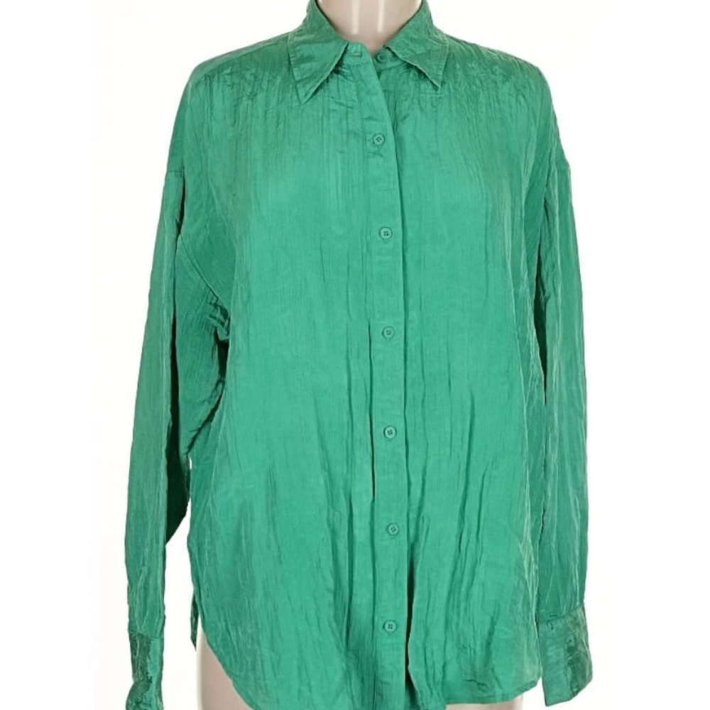 Express Men's Bright Green Button-Down Shirt